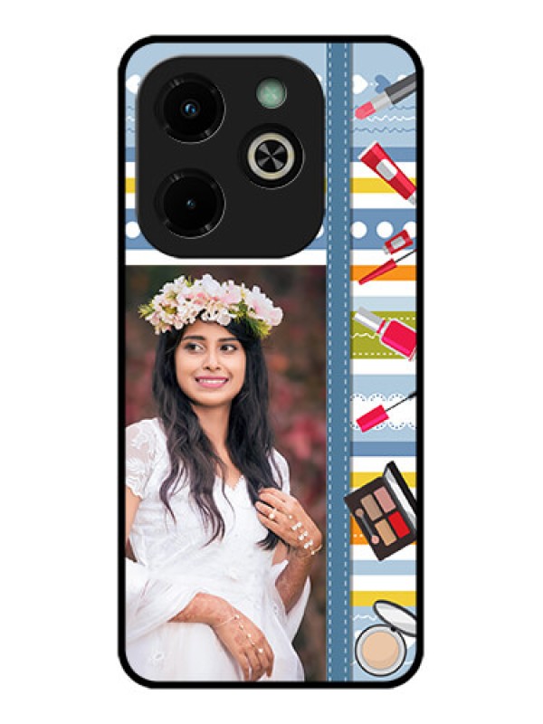Custom Infinix Hot 40I Custom Glass Phone Case - Makeup Icons Design