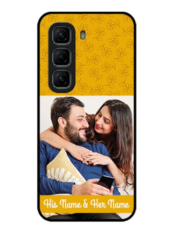 Custom Infinix Hot 50 5G Custom Glass Phone CaseYellow Floral Design