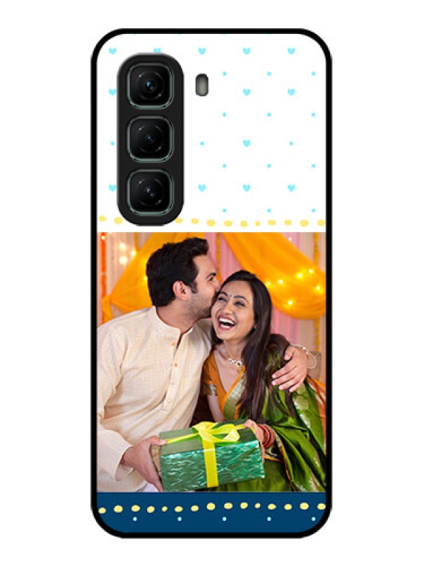 Custom Infinix Hot 50 5G Custom Glass Phone CaseWhite And Blue Abstract Design