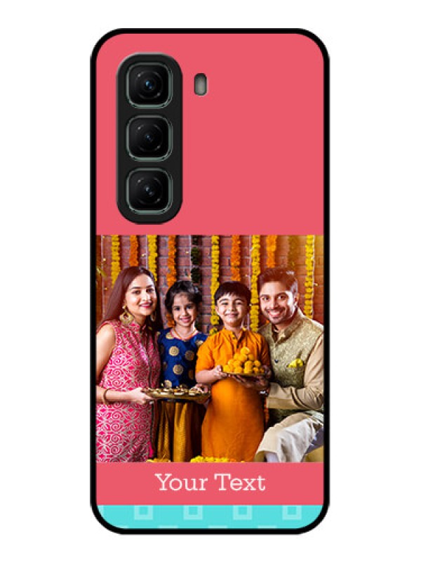 Custom Infinix Hot 50 5G Custom Glass Phone CasePeach and Blue Color Design