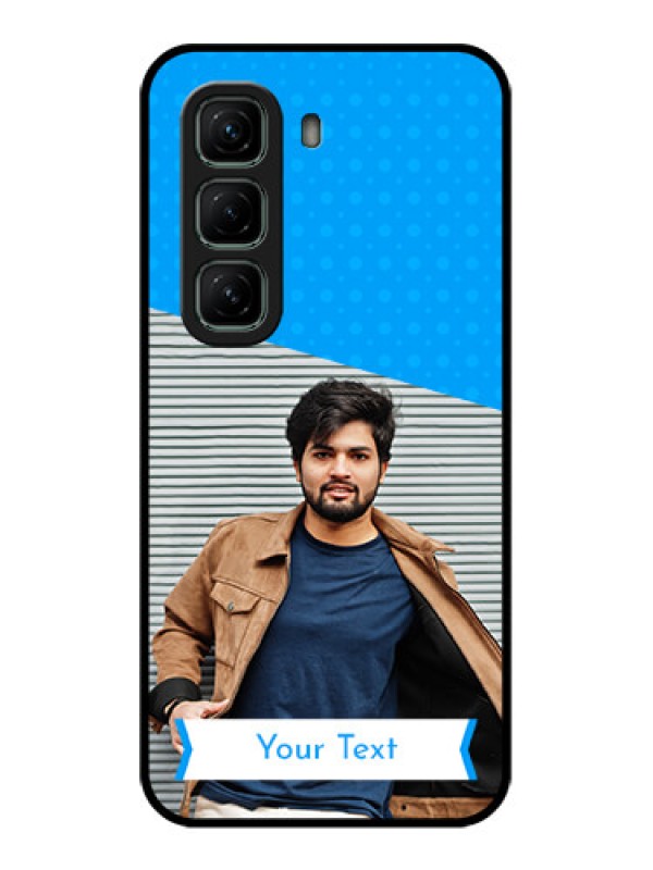 Custom Infinix Hot 50 5G Custom Glass Phone CaseSimple Blue Color Design