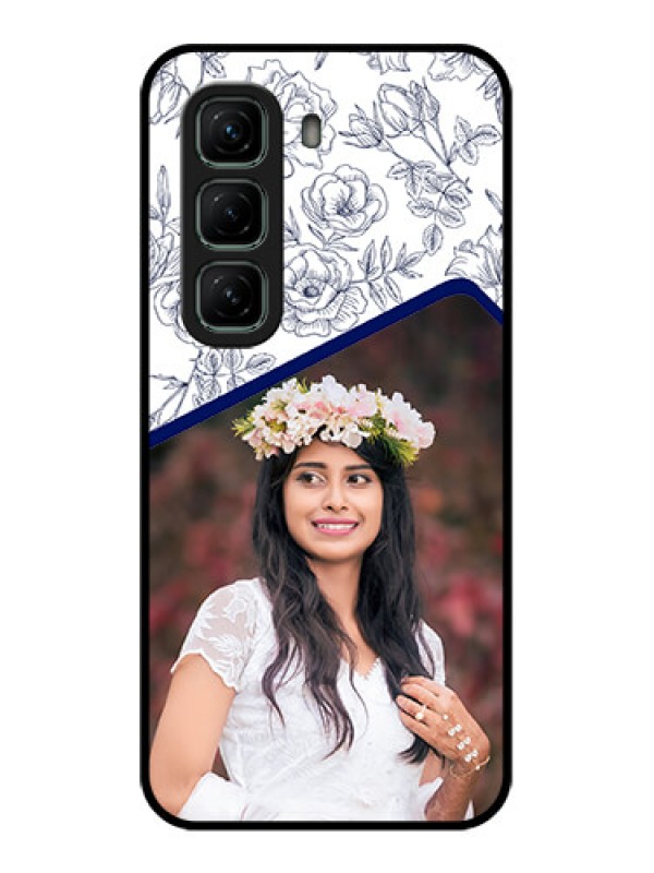 Custom Infinix Hot 50 5G Custom Glass Phone CaseClassy Floral Design