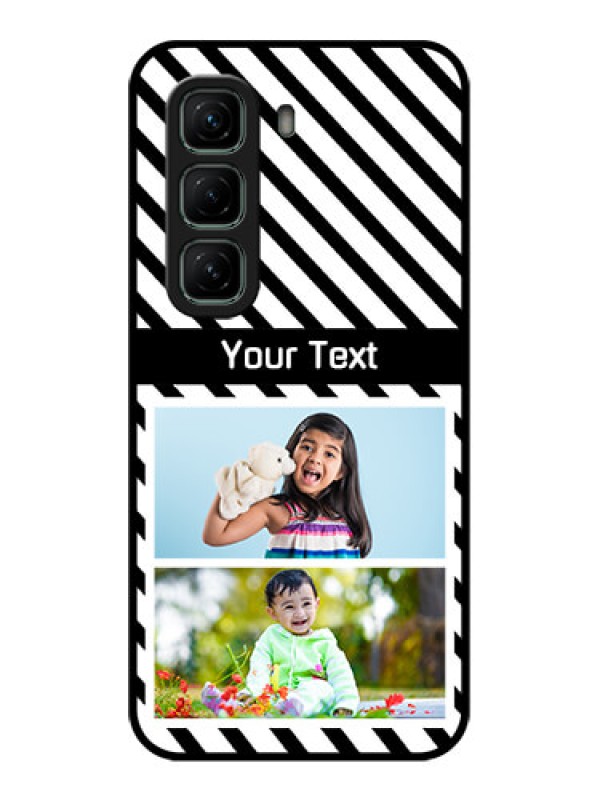 Custom Infinix Hot 50 5G Custom Glass Phone CaseBlack And White Stripes Design