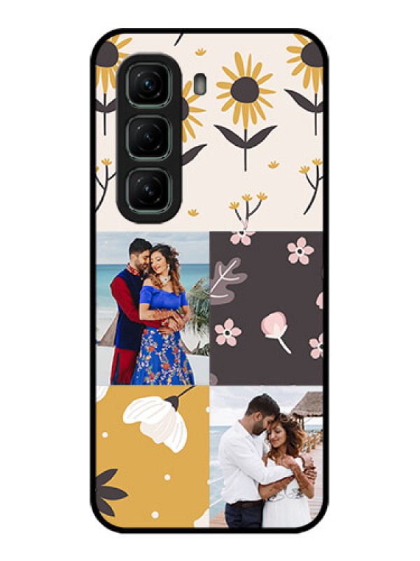 Custom Infinix Hot 50 5G Custom Glass Phone Case3 Images With Floral Design