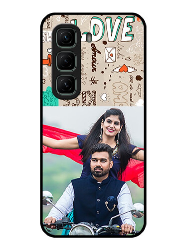 Custom Infinix Hot 50 5G Custom Glass Phone CaseLove Doodle Pattern