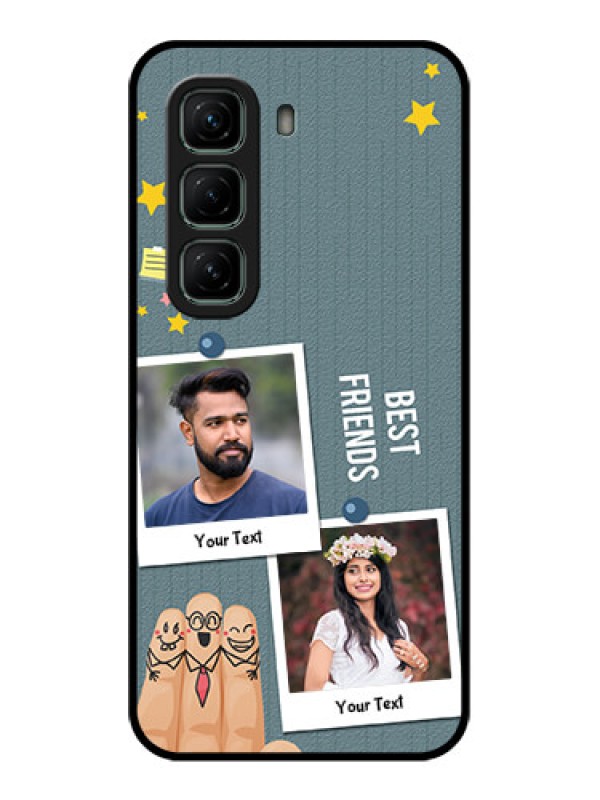 Custom Infinix Hot 50 5G Custom Glass Phone CaseSticky Frames And Friendship Design