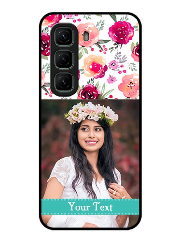 Custom Infinix Hot 50 5G Custom Glass Phone CaseWater Colors Floral Design
