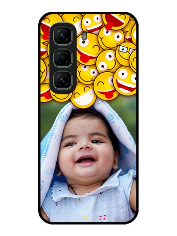 Custom Infinix Hot 50 5G Custom Glass Phone CaseWith Smiley Emoji Design