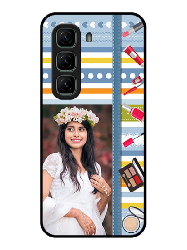 Custom Infinix Hot 50 5G Custom Glass Phone CaseMakeup Icons Design