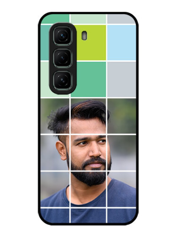 Custom Infinix Hot 50 5G Custom Glass Phone CaseWith White Box Pattern