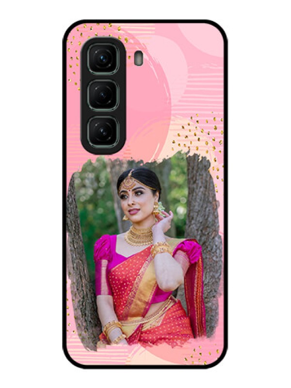 Custom Infinix Hot 50 5G Custom Glass Phone CaseGold Glitter Splash Design