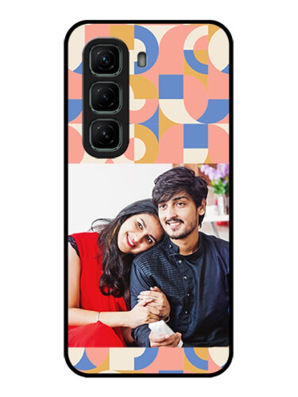Custom Infinix Hot 50 5G Custom Glass Phone CaseSemi - Circle Maze Pattern Design