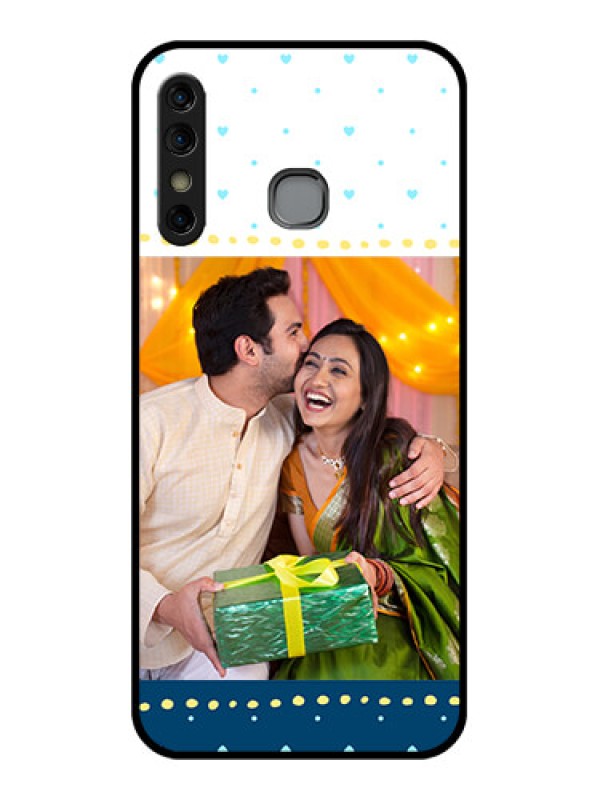 Custom Infinix Hot 8 Custom Glass Phone Case - White And Blue Abstract Design
