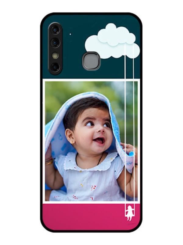 Custom Infinix Hot 8 Custom Glass Phone Case - Cute Girl With Cloud Design