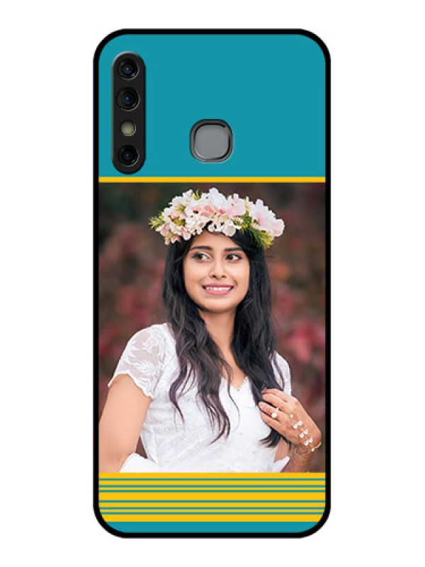 Custom Infinix Hot 8 Custom Glass Phone Case - Yellow & Blue Design