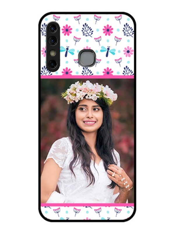 Custom Infinix Hot 8 Custom Glass Phone Case - Colorful Flower Design