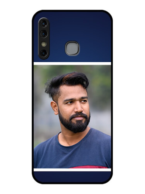 Custom Infinix Hot 8 Custom Glass Phone Case - Simple Royal Blue Design