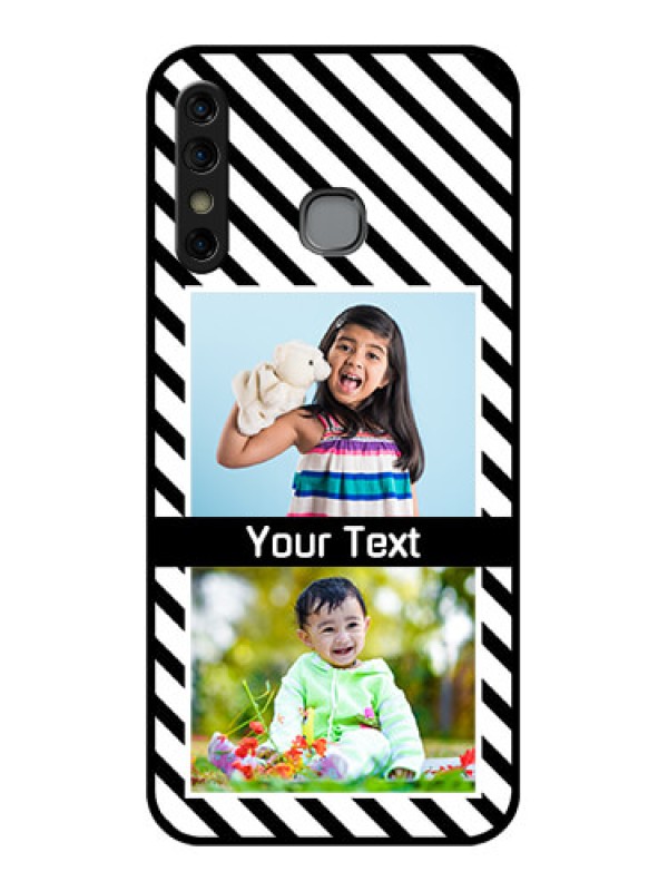 Custom Infinix Hot 8 Custom Glass Phone Case - Black And White Stripes Design