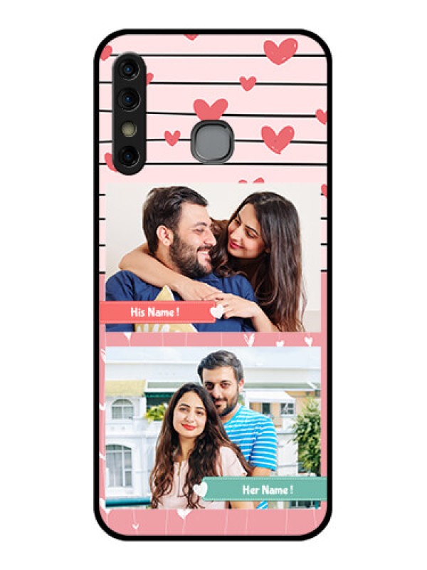 Custom Infinix Hot 8 Custom Glass Phone Case - Photo With Heart Design