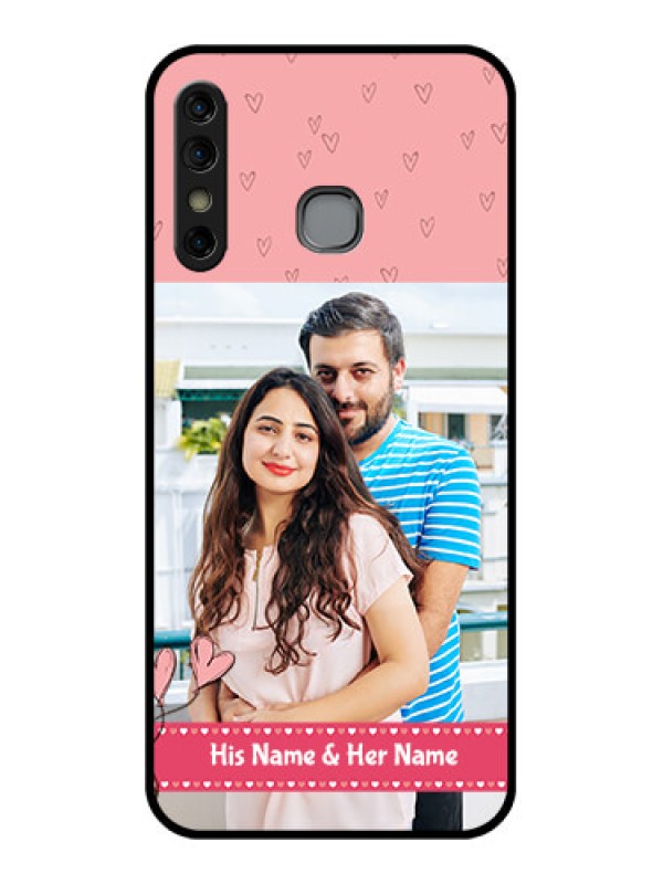 Custom Infinix Hot 8 Custom Glass Phone Case - Love Design Peach Color