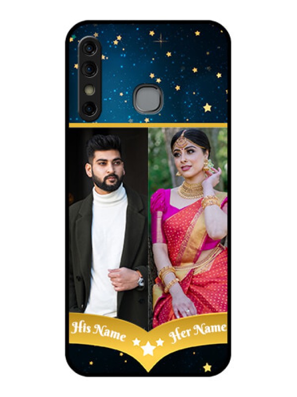 Custom Infinix Hot 8 Custom Glass Phone Case - Galaxy Stars Backdrop Design