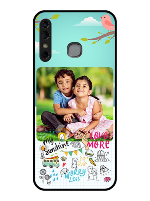 Custom Infinix Hot 8 Custom Glass Phone Case - Doodle Love Design