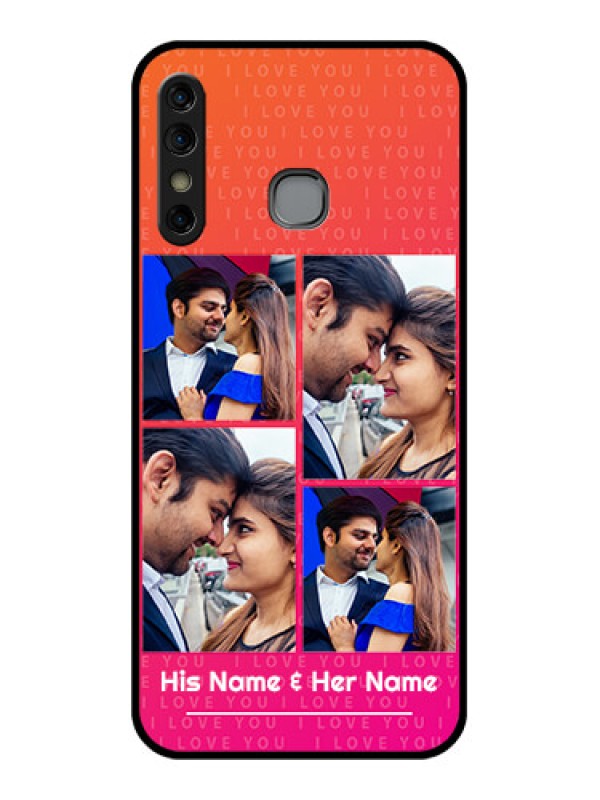 Custom Infinix Hot 8 Custom Glass Phone Case - I Love You Pink Design