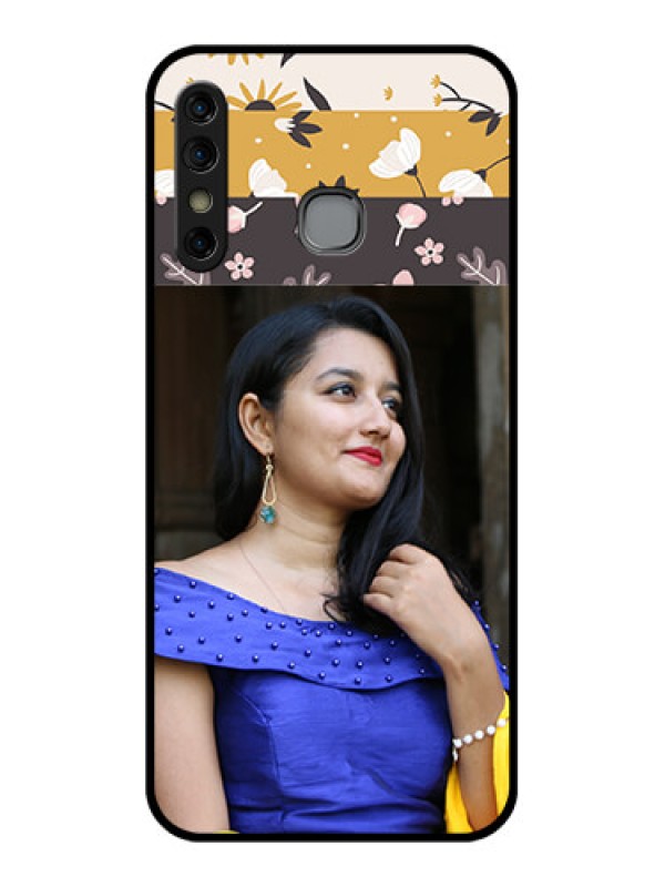 Custom Infinix Hot 8 Custom Glass Phone Case - Stylish Floral Design