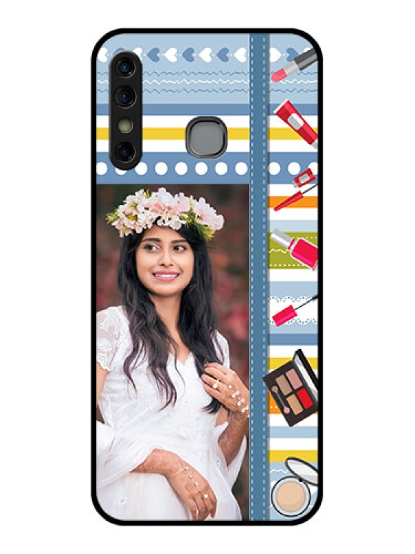 Custom Infinix Hot 8 Custom Glass Phone Case - Makeup Icons Design