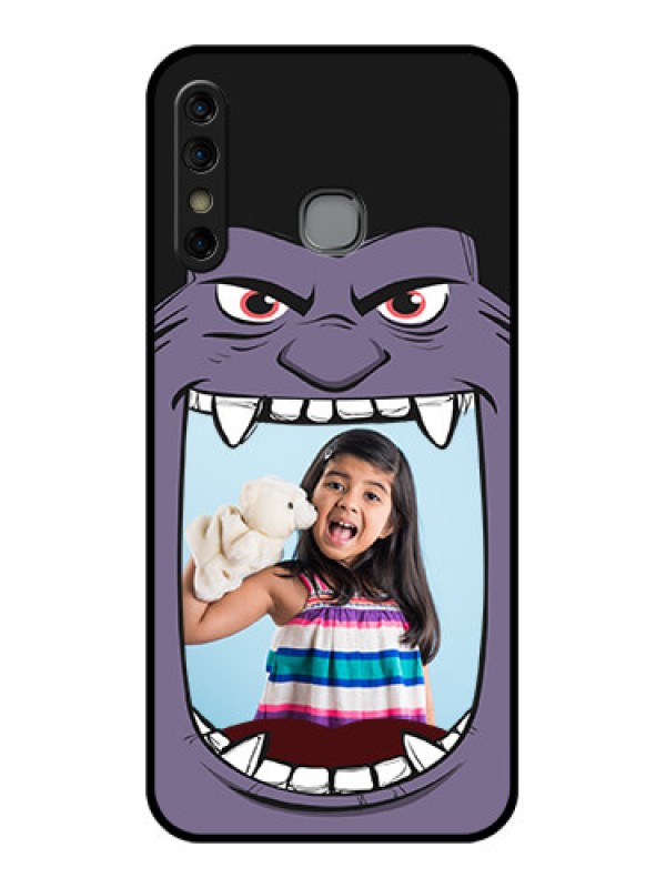 Custom Infinix Hot 8 Custom Glass Phone Case - Angry Monster Design