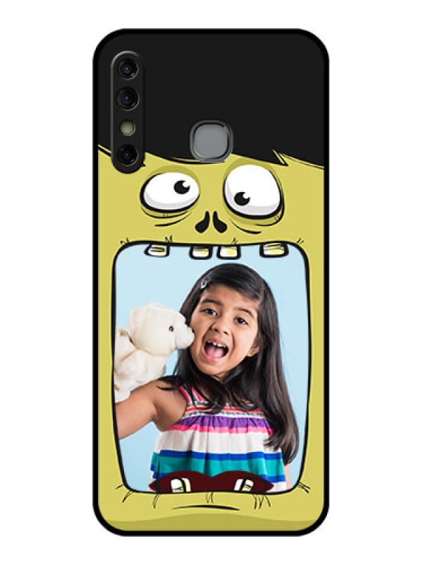 Custom Infinix Hot 8 Custom Glass Phone Case - Cartoon Monster Back Case Design