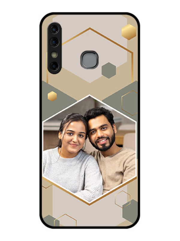 Custom Infinix Hot 8 Custom Glass Phone Case - Stylish Hexagon Pattern Design