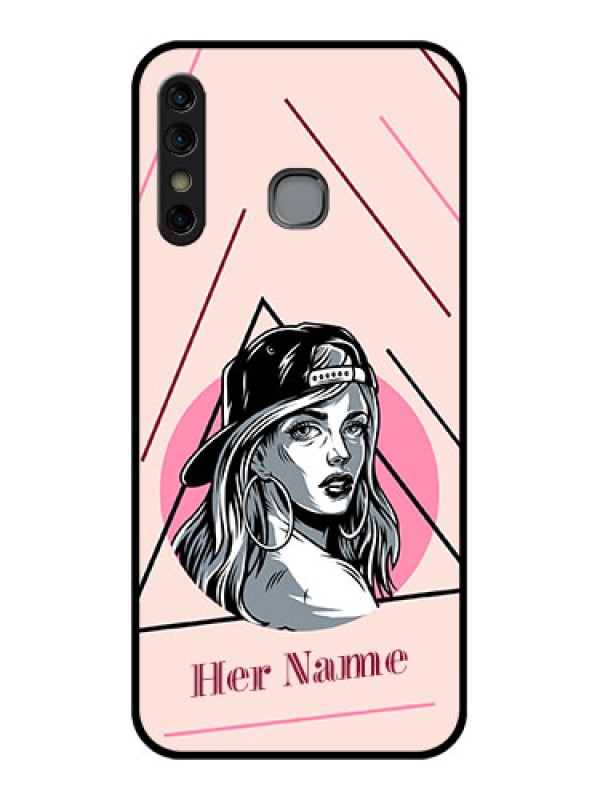 Custom Infinix Hot 8 Custom Glass Phone Case - Rockstar Girl Design