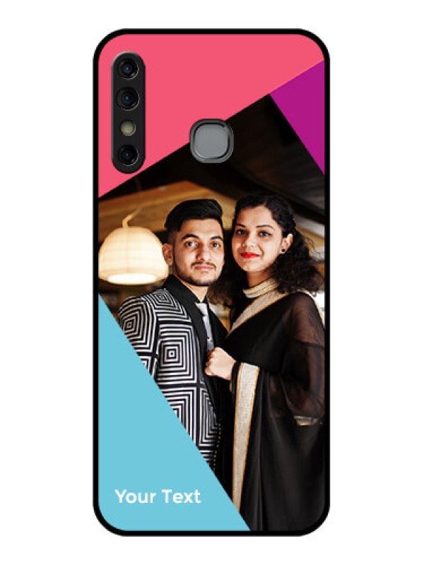 Custom Infinix Hot 8 Custom Glass Phone Case - Stacked Triple Colour Design