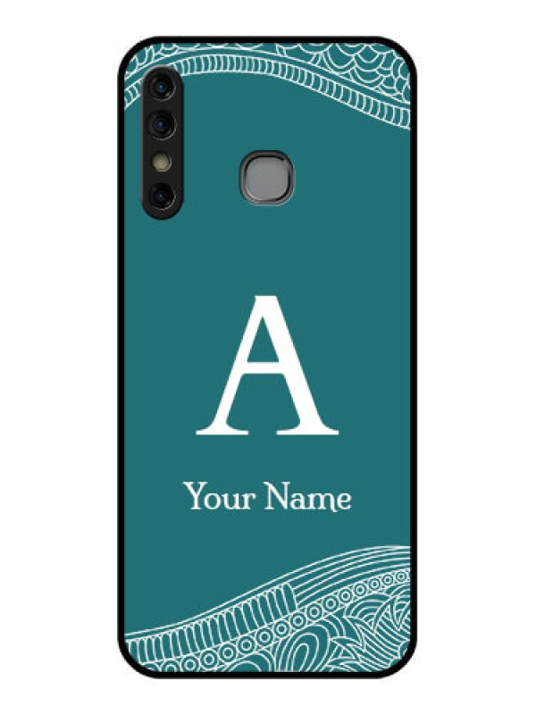 Custom Infinix Hot 8 Custom Glass Phone Case - Line Art Pattern With Custom Name Design
