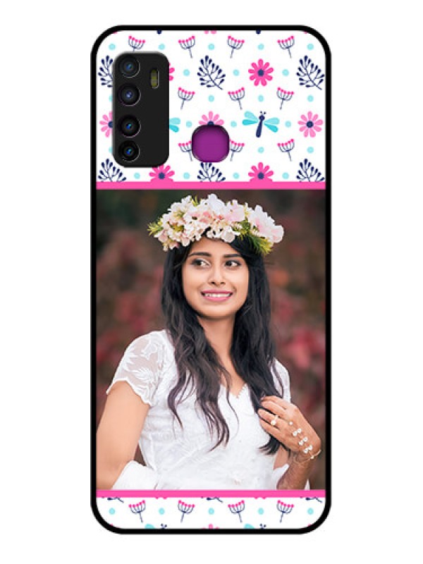 Custom Infinix Hot 9 Custom Glass Phone Case - Colorful Flower Design