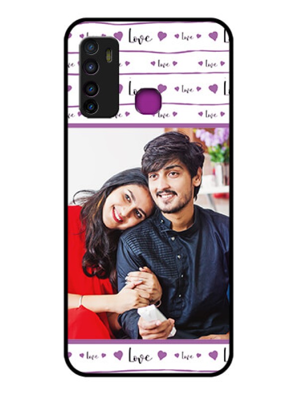 Custom Infinix Hot 9 Custom Glass Phone Case - Couples Heart Design
