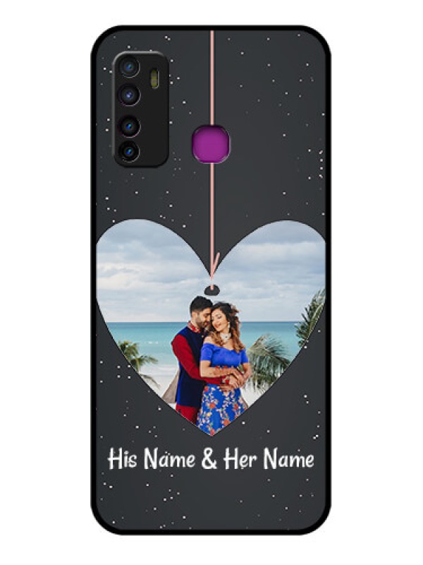 Custom Infinix Hot 9 Custom Glass Phone Case - Hanging Heart Design