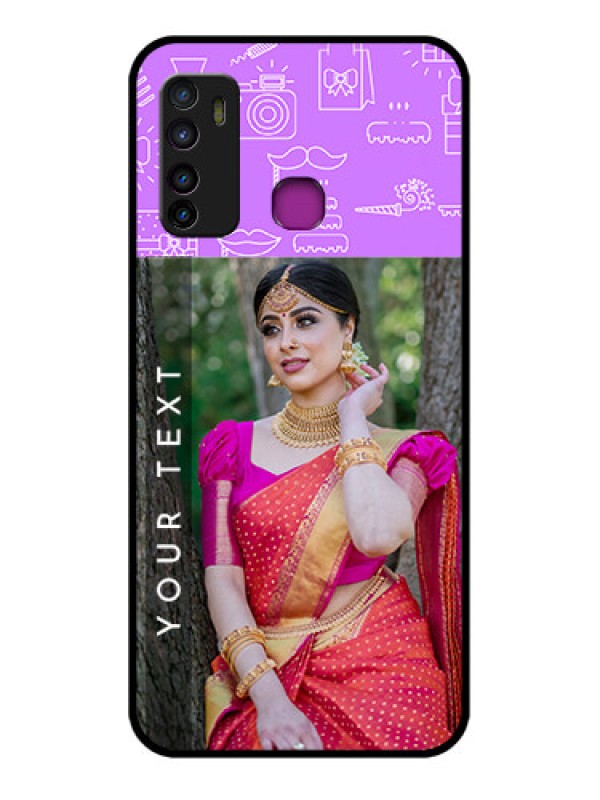 Custom Infinix Hot 9 Custom Glass Phone Case - Birthday Icons Design