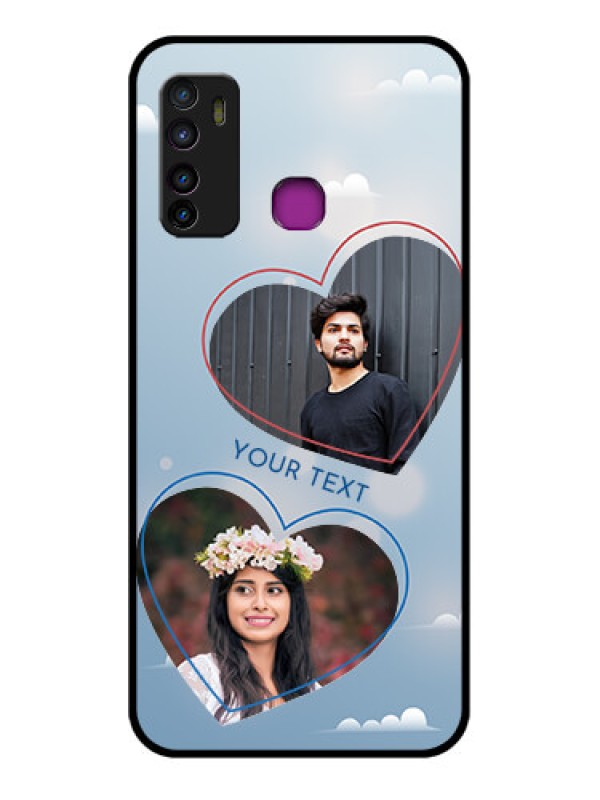 Custom Infinix Hot 9 Custom Glass Phone Case - Blue Color Couple Design