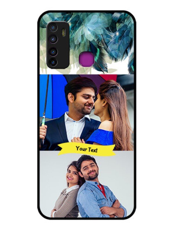 Custom Infinix Hot 9 Custom Glass Phone Case - Image With Boho Peacock Feather Design