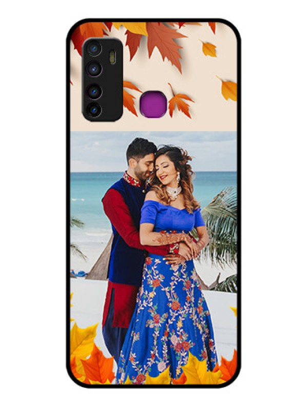 Custom Infinix Hot 9 Custom Glass Phone Case - Autumn Maple Leaves Design
