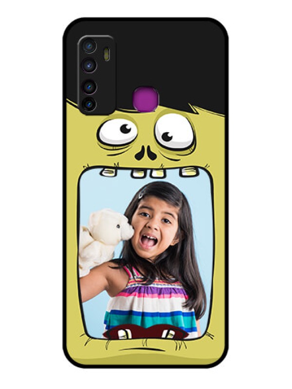 Custom Infinix Hot 9 Custom Glass Phone Case - Cartoon Monster Back Case Design