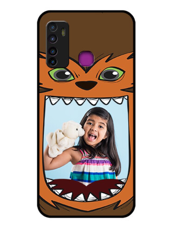 Custom Infinix Hot 9 Custom Glass Phone Case - Owl Monster Back Case Design