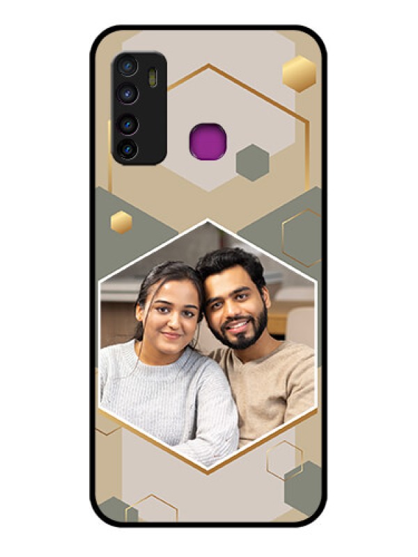 Custom Infinix Hot 9 Custom Glass Phone Case - Stylish Hexagon Pattern Design
