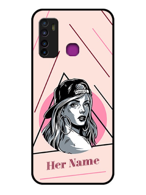 Custom Infinix Hot 9 Custom Glass Phone Case - Rockstar Girl Design