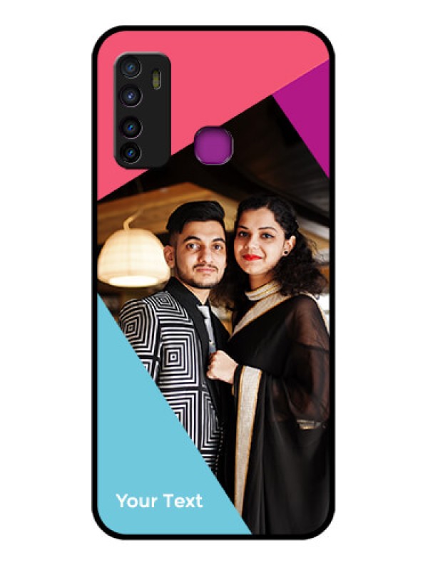 Custom Infinix Hot 9 Custom Glass Phone Case - Stacked Triple Colour Design