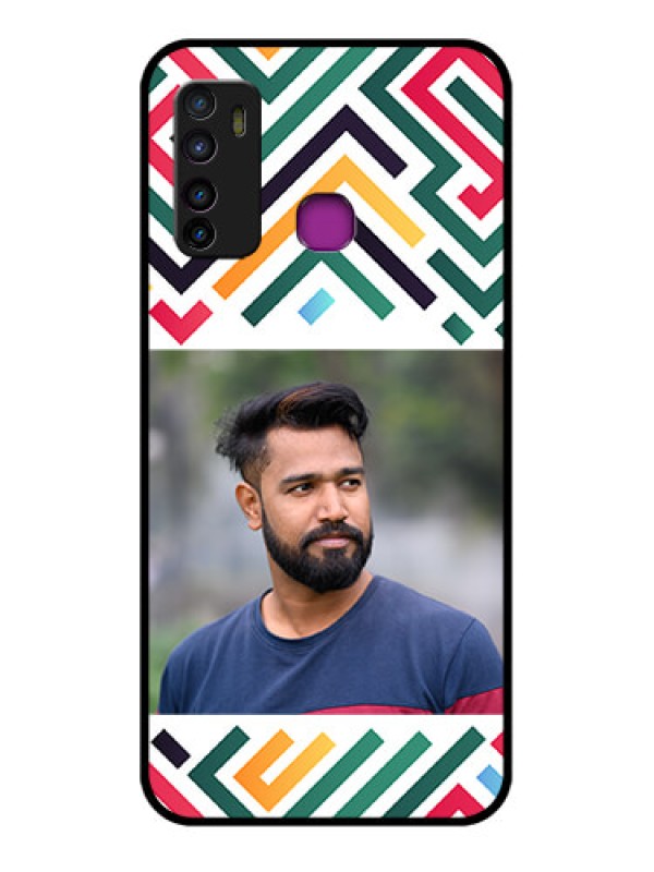 Custom Infinix Hot 9 Custom Glass Phone Case - Colorful Maze Pattern Design