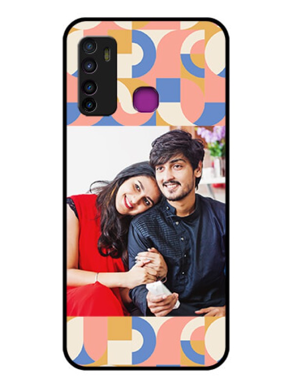 Custom Infinix Hot 9 Custom Glass Phone Case - Semi - Circle Maze Pattern Design