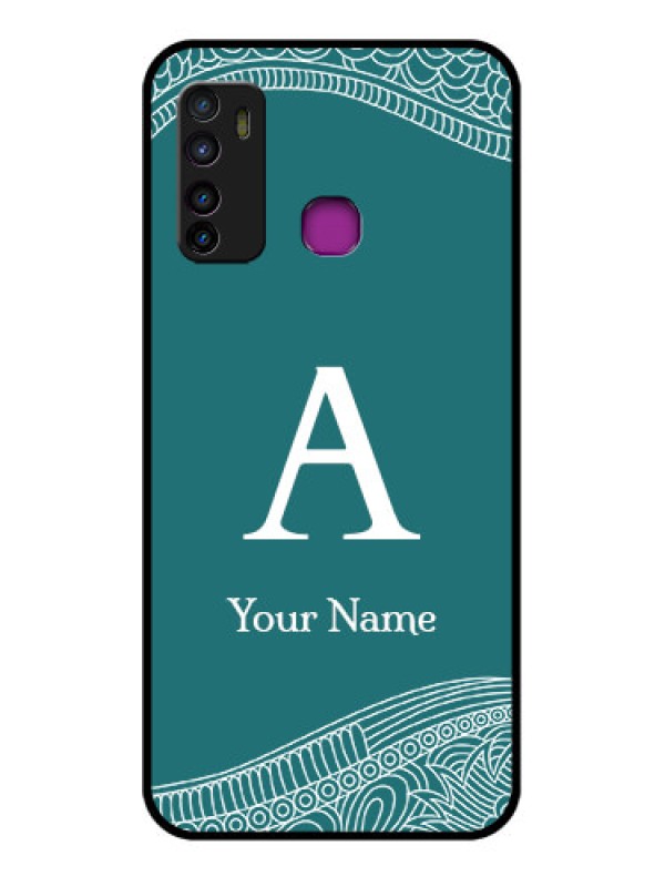 Custom Infinix Hot 9 Custom Glass Phone Case - Line Art Pattern With Custom Name Design